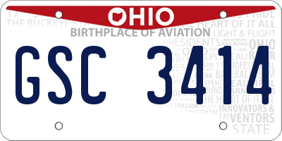 OH license plate GSC3414