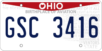 OH license plate GSC3416