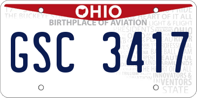 OH license plate GSC3417