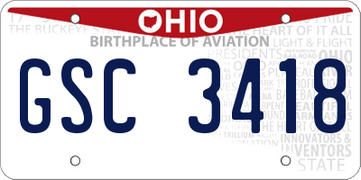 OH license plate GSC3418