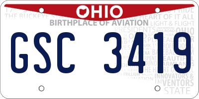 OH license plate GSC3419