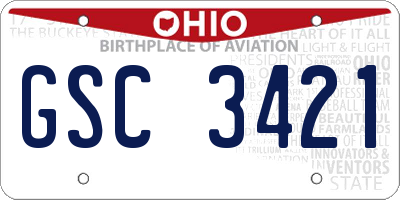 OH license plate GSC3421