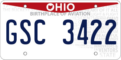 OH license plate GSC3422