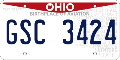 OH license plate GSC3424