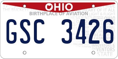 OH license plate GSC3426