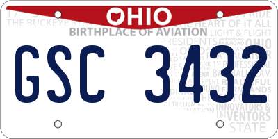 OH license plate GSC3432