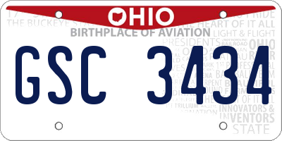 OH license plate GSC3434