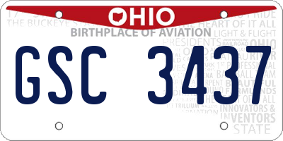 OH license plate GSC3437