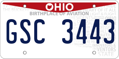 OH license plate GSC3443