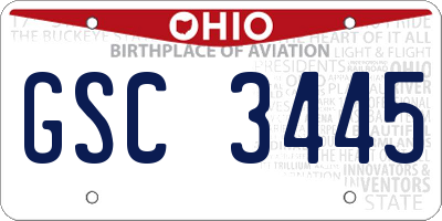 OH license plate GSC3445