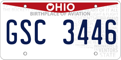 OH license plate GSC3446