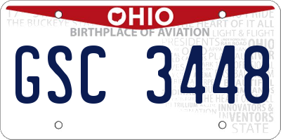 OH license plate GSC3448