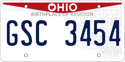 OH license plate GSC3454