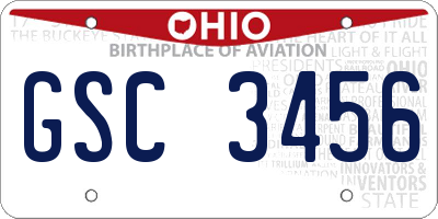 OH license plate GSC3456