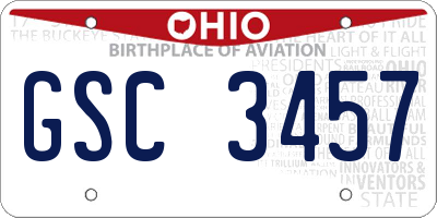 OH license plate GSC3457