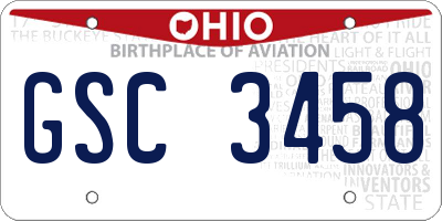 OH license plate GSC3458