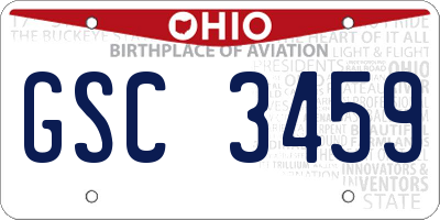 OH license plate GSC3459