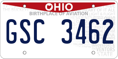 OH license plate GSC3462