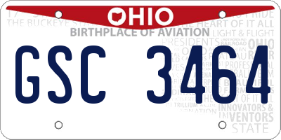 OH license plate GSC3464