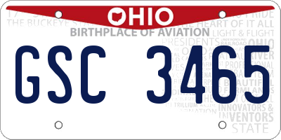 OH license plate GSC3465