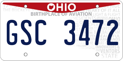 OH license plate GSC3472