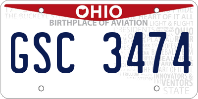 OH license plate GSC3474