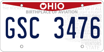 OH license plate GSC3476