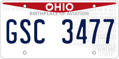 OH license plate GSC3477