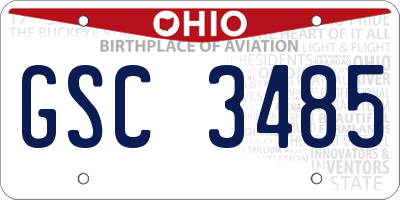 OH license plate GSC3485