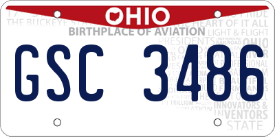 OH license plate GSC3486