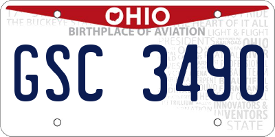 OH license plate GSC3490