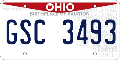 OH license plate GSC3493