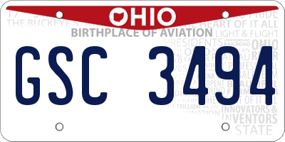 OH license plate GSC3494
