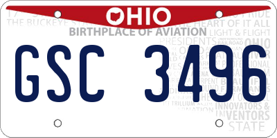 OH license plate GSC3496