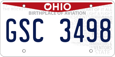 OH license plate GSC3498