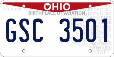 OH license plate GSC3501