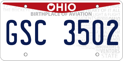 OH license plate GSC3502