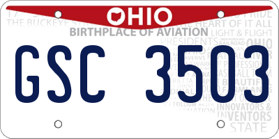 OH license plate GSC3503