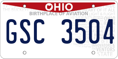 OH license plate GSC3504