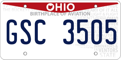 OH license plate GSC3505