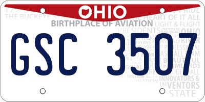 OH license plate GSC3507