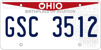 OH license plate GSC3512