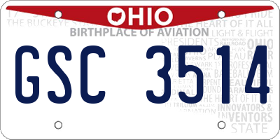 OH license plate GSC3514