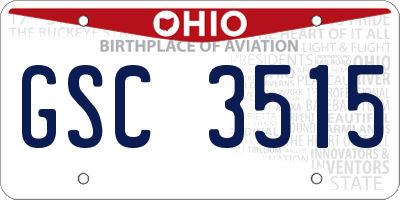 OH license plate GSC3515