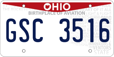 OH license plate GSC3516