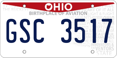 OH license plate GSC3517