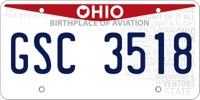 OH license plate GSC3518
