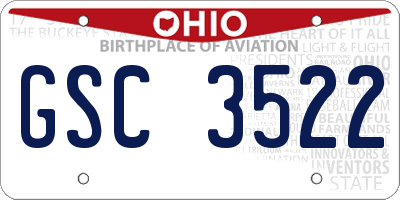 OH license plate GSC3522