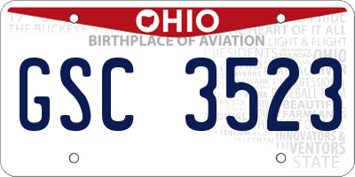 OH license plate GSC3523