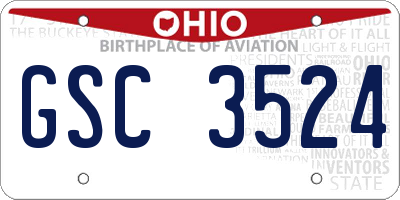 OH license plate GSC3524